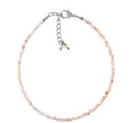Bracelet en opale rose, perles rondes à facettes de 2 à 2,5 mm, fermoir plaqué argent réglable de 17,8 cm, pour hommes et femmes | LK_STACK_05455