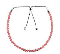 Bracelet en opale rose, perles rondes à facettes de 3 mm, fermoir plaqué argent réglable de 17,8 cm, pour hommes et femmes | LK_STACK_05469