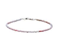 Bracelet en opale rose, perles rondes de 2 mm, coupe lisse, fermoir plaqué argent, 17,8 cm, pour hommes et femmes | LK_STACK_05461