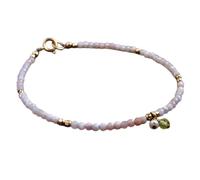 Bracelet en opale rose, perles rondes de 2 mm, coupe lisse, fermoir plaqué or, 17,8 cm, pour hommes et femmes | LK_STACK_05463