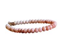 Bracelet en opale rose, perles rondes de 5 mm, coupe lisse, fermoir plaqué or, 17,8 cm, pour hommes et femmes | LK_STACK_05478