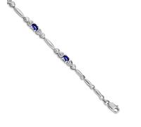 Bracelet en or blanc 14 carats avec diamants et tanzanite 4 mm de large - Bracelet à maillons pour femme, One Size, Pierre précieuse Or Diamant Pierre précieuse Doré, Diamant Tanzanite