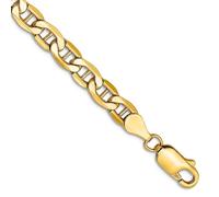 Bracelet en or jaune 10 carats 4,75 mm semi-solide avec ancre marine 18 cm pour homme et femme