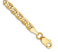 Bracelet en or jaune 10 carats de 3,2 mm semi-solide avec ancre marine de 23 cm pour homme et femme