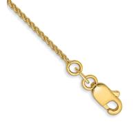 Bracelet en or jaune 14 carats poli massif de 1,1 mm avec chaîne Spiga de 18 cm pour homme et femme