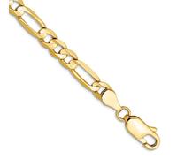 Bracelet en or jaune massif 10 carats 4,5 mm concave ouverte Figaro 23 cm Bracelet pour homme et femme