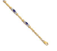 Bracelet en or jaune massif 14 carats avec diamants et tanzanite 4 mm de large pour femme