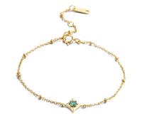 Bracelet en or jaune véritable au 375/585/750 avec émeraude verte et étoile délicate
