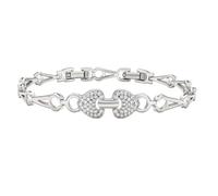 Bracelet en or véritable 18 carats avec moissanite, double cœur Platinum PT950