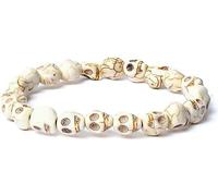 Bracelet en os 21 perles en forme de crâne -- ±1cm