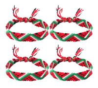 Bracelet en Palestine, 4pcs Bracelet tissé palestinien, bracelet de pastèque du drapeau palestinien, bracelet tissé tressé, bracelet de Palestine décoratif, bracelets faits à la main, bracelets à fil