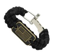 Bracelet en paracorde noire - Never Forget Bracelet Paracord noir | Bracelets en paracorde | Bracelet cordon 550 avec drapeau américain en bronze | Bracelet d' américain pour homme avec