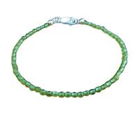 Bracelet en péridot de 3 mm, perles rondes et lisses, fermoir plaqué argent de 17,8 cm, pour hommes et femmes | LK_STACK_05361
