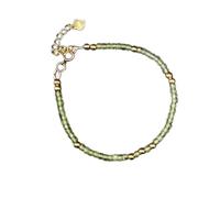 Bracelet en péridot et quartz cristal, perles facettées de 2 à 2,5 mm, forme rondelle, fermoir plaqué or réglable de 17,8 cm, pour hommes et femmes | LK_STACK_08327