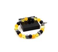 Bracelet en perles d'agate verte, oeil de tigre et péridot de 8 mm | Longueur 19-20 cm | Livré dans une pochette écrin | Fabriqué en France |