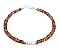 Bracelet en perles d'andalousite de 3,5 mm, forme rondelle, facettées, fermoir plaqué argent, 17,8 cm, pour hommes et femmes | LK_STACK_00506