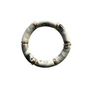 Bracelet en perles de bambou acrylique avec résine élastique multicolore, One Size, agate