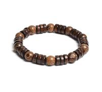 Bracelet en perles de bois cylindrique de 8 mm et pierres naturelles rondes à portée de main pour homme et femme - Corde élastique classique en bois - Bracelet de yoga, 19cm, Pierre, Agate