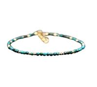 Bracelet en perles de chrysocolle rondes à facettes de 2,5 mm, fermoir plaqué or réglable de 17,8 cm, pour hommes et femmes | LK_STACK_01996
