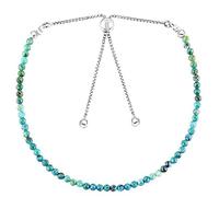 Bracelet en perles de chrysocolle rondes à facettes de 2 à 2,5 mm, fermoir plaqué argent réglable de 17,8 cm, pour hommes et femmes | LK_STACK_02000