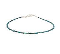 Bracelet en perles de chrysocolle rondes à facettes de 2 mm, fermoir plaqué argent réglable de 17,8 cm, pour hommes et femmes | LK_STACK_02002
