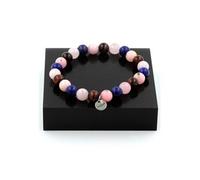 Bracelet en perles de jaspe rose jaune, orange bleu, bleu et vert rouge de 8 mm Longueur 19-20 cm Livré dans une pochette écrin Fabriqué en France