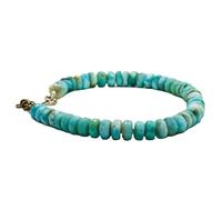 Bracelet en perles de Larimar de 6 mm, forme rondelle, facettées, fermoir plaqué argent, 17,8 cm, pour hommes et femmes | LK_STACK_04445