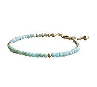 Bracelet en perles de Larimar rondes à facettes de 3 à 3,5 mm, fermoir plaqué or réglable de 17,8 cm, pour hommes et femmes | LK_STACK_04460