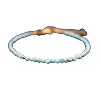 Bracelet en perles de Larimar rondes à facettes de 3 mm, 17,8 cm, réglable, plaqué or rose, pour hommes et femmes | LK_STACK_04466