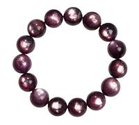Bracelet en perles de lépidolite violette naturelle fait à la main - Bijou élastique de guérison en améthyste pour femme - Excellent cadeau pour les anniversaires, Noël et la Saint-Valentin, 15~15.8mm