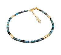 Bracelet en perles de turquoise africaine de 3 à 4 mm, coupe lisse, réglable, 17,8 cm, plaqué or, pour hommes et femmes | LK_STACK_00057