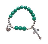 Bracelet en perles de verre avec pendentif - Bijou spirituel coloré réglable pour les croyants, les praticiens du yoga, à porter au quotidien et cadeau pour elle, 5.10MM9cm 18cm, Cordon élastique en