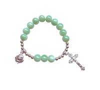 Bracelet en perles de verre avec pendentif - Bijou spirituel coloré réglable pour les croyants, les praticiens du yoga, à porter au quotidien et cadeau pour elle, 5.10MM9cm 18cm, Cordon élastique en