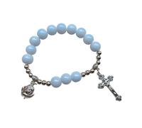 Bracelet en perles de verre avec pendentif - Bijou spirituel coloré réglable pour les croyants, les praticiens du yoga, à porter au quotidien et cadeau pour elle, 5.10MM9cm 18cm, Cordon élastique en