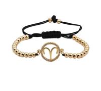 Bracelet En Perles De Zircon Micro-Incrustées - Bracelet Réglable Pour Femme Et Homme Signe Du Zodiaque 12 Constellations Cadeau Pour La Saint-Valentin Un Anniversaire Ou Un Anniversaire De Mariage