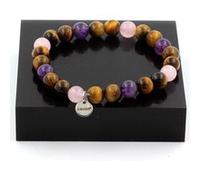 Bracelet en perles d'épidote d'Australie, améthyste, quartz et lave de 8 mm - Longueur 19-20 cm Fabriqué en France TRENDYFLAIR