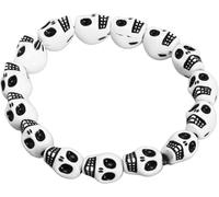 Bracelet en perles d'os pour homme - Style squelette blanc - Unisexe - Matériau hypoallergénique - Artisanat fait à la main - Détails exquis - Accessoires gothiques pour Halloween
