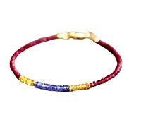 Bracelet en perles facettées de 3 à 3,5 mm en grenat, tanzanite et zircon, plaqué or, 17,8 cm, pour hommes et femmes | LK_STACK_07727