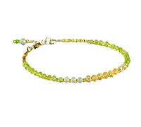 Bracelet en perles facettées de 3 à 3,5 mm en péridot, citrine et quartz citron, réglable, plaqué or, 17,8 cm, pour hommes et femmes | LK_STACK_08346