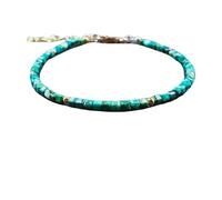 Bracelet en perles facettées en chrysocolle de 3 mm, forme cubique, fermoir plaqué argent réglable de 17,8 cm, pour hommes et femmes | LK_STACK_01988
