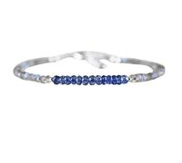 Bracelet en perles facettées en cyanite et labradorite de 3 mm, forme rondelle, 17,8 cm, fermoir plaqué argent réglable, pour hommes et femmes | LK_STACK_07909