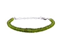 Bracelet en perles facettées en péridot de 3 à 4 mm, taille rondelle, 17,8 cm, fermoir plaqué argent réglable, pour hommes et femmes | LK_STACK_05305