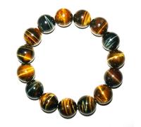 Bracelet en perles œil de tigre jaune et bleu 16 mm pour homme | Pierres précieuses naturelles du chakra du plexus solaire