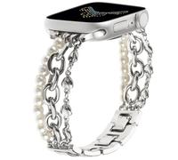 Bracelet en perles nacrées compatible avec Apple Watch 38 mm, 40 mm, 41 mm, 42 mm, 44 mm, 45 mm, 49 mm pour femmes, bracelet élégant fait main à la mode, bracelet joaillier mignon pour iWatch Série SE