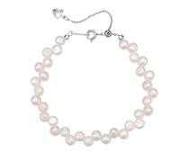 Bracelet en perles pour femme avec breloques délicates et perles baroques d'eau douce avec maillons réglables plaqués or 18 carats, 5-6mm pearls, Perle d'eau douce, Perle baroque d'eau douce