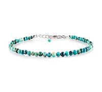 Bracelet en perles rondes à facettes en chrysocolle de 3,5 mm, fermoir réglable en plaqué argent de 17,8 cm, pour hommes et femmes | LK_STACK_0209