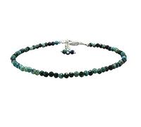 Bracelet en perles rondes à facettes en chrysocolle de 3 mm, fermoir réglable en plaqué argent de 17,8 cm, pour hommes et femmes | LK_STACK_02020