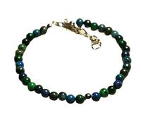Bracelet en perles rondes de chrysocolle de 6 mm, taille lisse, fermoir plaqué or réglable de 17,8 cm, pour hommes et femmes | LK_STACK_02026