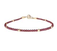 Bracelet en perles rondes de grenat de 3 mm, taille lisse, fermoir plaqué argent de 17,8 cm, pour hommes et femmes | LK_STACK_03297