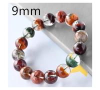 Bracelet en perles rondes de quartz fantôme rouge vert naturel for femmes et hommes, cristal extensible fantôme jaune coloré de 8 mm, 10 mm, 12 mm et 14 mm(9mm)